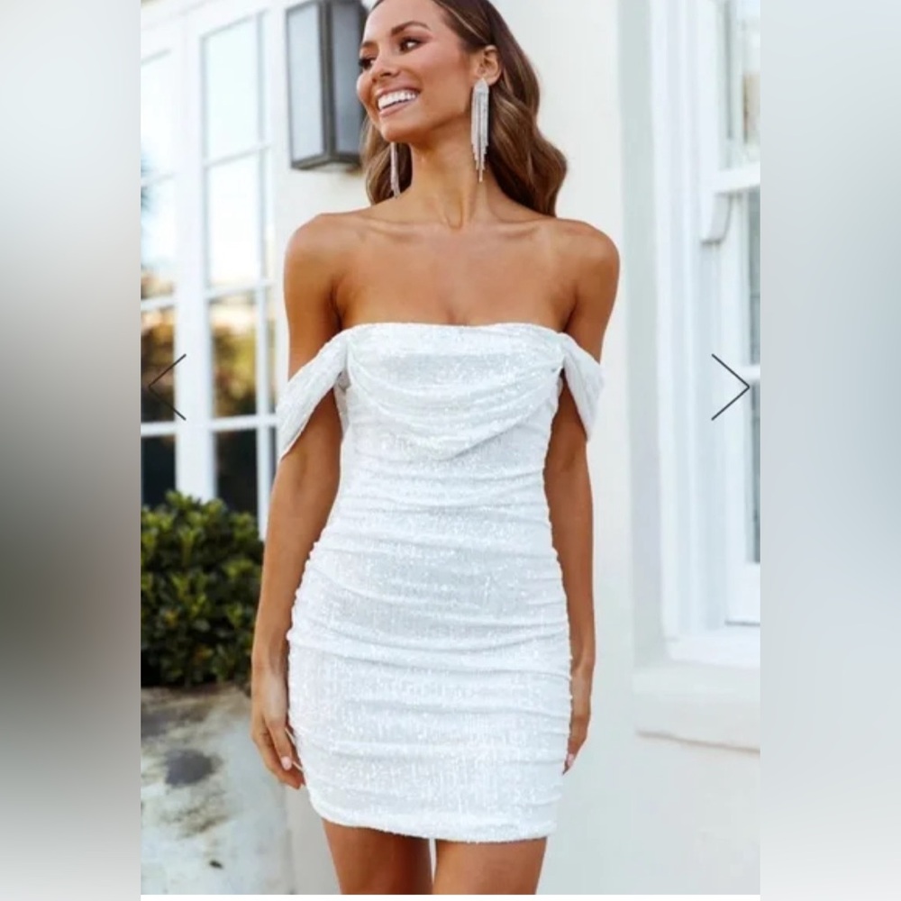 Hello Molly Frequent the Club White Sequin Dress